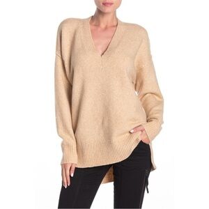 Joie Limana Seam Detail Wool Blend Sweater Heathered  Beige size Large